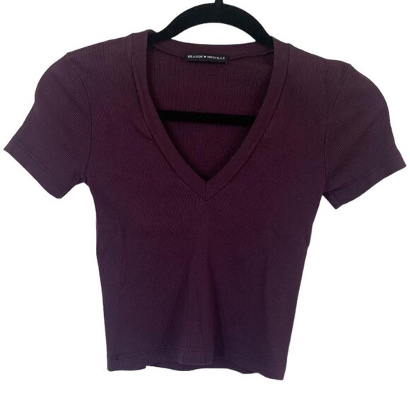 Brandy Melville Tops - Brandy Melville purple V-neck t-shirt